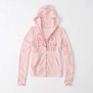 NWT Abercrombie & Fitch Logo Full-Zip Hoodie - Pink - Size Medium